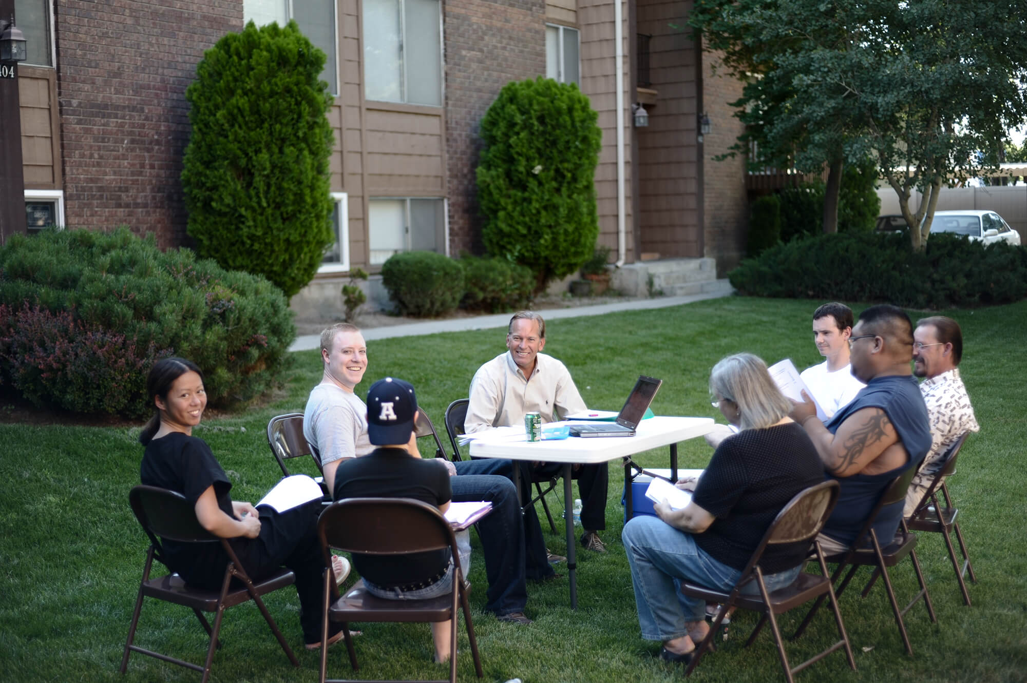 Home owners conducting a meeting