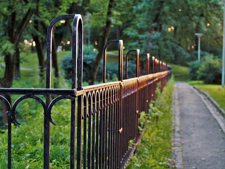Metal fences in a park